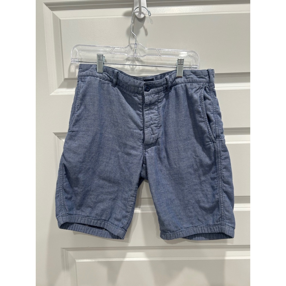 J.Crew Shorts Mens 31W Blue Chambray Plaid Lined Cotton Casual Summer